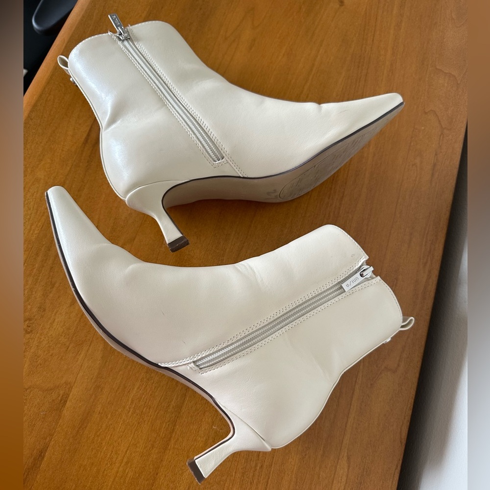 Unisa Cream Kitten Heel Foux Leather Side Zipper Ankle Booties- Chic & Timeless - Picture 2 of 9